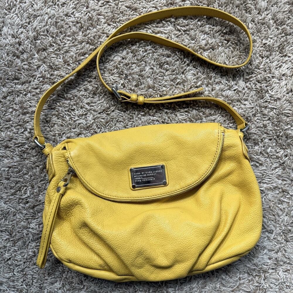 Marc By Marc Jacobs Classic Q Natasha Yellow Leather Crossbody Purse Bag